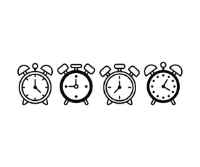 alarm clock icons vector design simple line illustration collections template set