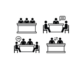 forum discussion group people icon vector design simple black white illustration collections template set