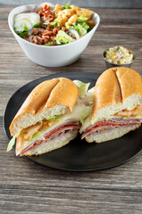 A view of an Italian style sandwich.