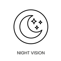 Night vision line vector icon with editable stroke for placement on cctv camera system packaging