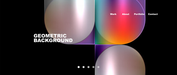 Bright colorful squares with round elements minimal geometric background. Vector Illustration For Wallpaper, Banner, Background, Card, Book Illustration, landing page