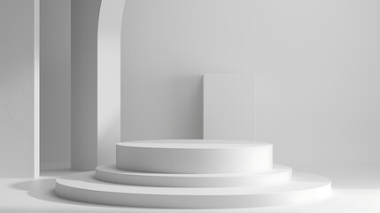 Clean white podium with a structured plan diagram, illustrating precision and preparation in project management.