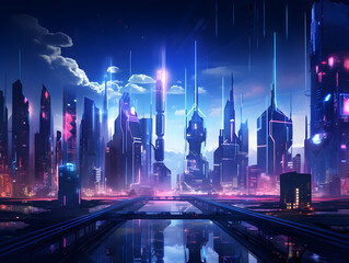 night view of the city created with generative ai