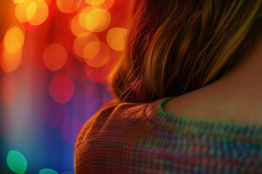 Goosebumps on a human back concept of unexpected touch close up, surprise vibrant, Blend mode, living room backdrop