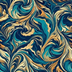 Seamless pattern of ink textures with marbling effects, creating a luxurious and opulent wrapping paper design, Generative AI