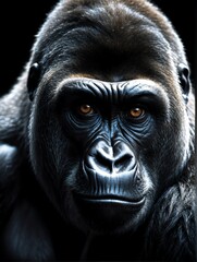 gorilla closeup face portrait on black background from Generative AI