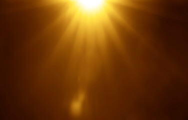 blurred image. shiny sun, sunbeams, sunrays, sunshine design. Yellow orange warm light effect, sun...
