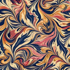 Seamless pattern of ink textures with marbling effects, creating a luxurious and opulent wrapping paper design, Generative AI
