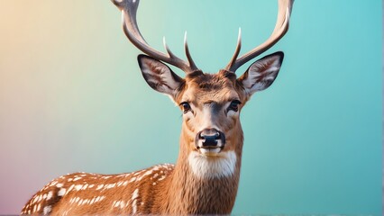 deer on bright pastel color background from Generative AI