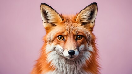 Naklejka premium fox on bright pastel color background from Generative AI