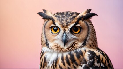 owl on bright pastel color background from Generative AI
