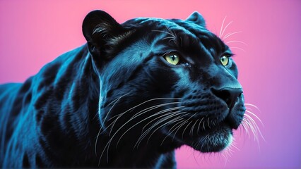 panther on bright pastel color background from Generative AI