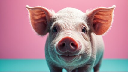 pig on bright pastel color background from Generative AI