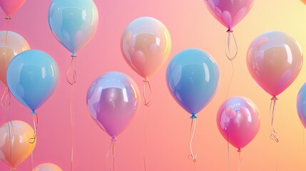 Festive 3D Render of Colorful Balloons with Space for Text - Ideal for Birthday, Anniversary, Wedding, and Holiday Celebration Banners
