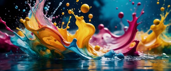 Obraz premium Watercolor Paint Splash Colorful watercolors splashing