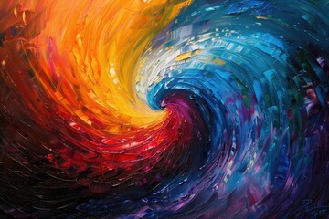 Vibrant swirls of colors blending seamlessly in an intricate dance of light and shadow on a canvas of infinite depth.