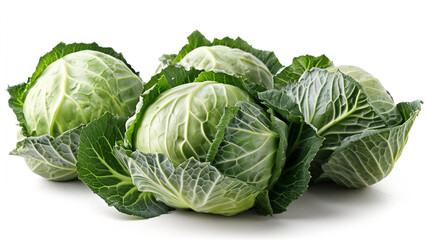 Obraz premium background of ripe early cabbage, top view. green cabbage in the market. Fresh organic vegetables, baby cabbage. cabbage isolated on white background, clipping path, full depth of field. Raw cabbage. 