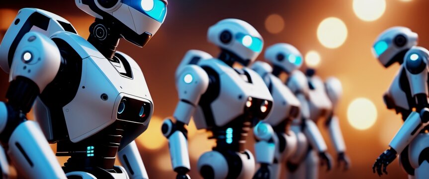 Technology Swarm of robots working together in perfect