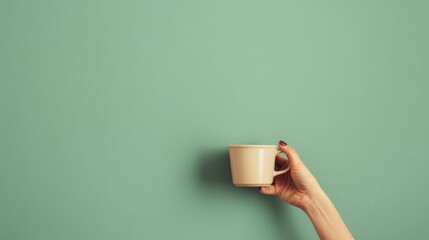 View of hand holding coffee cup