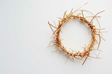Fototapeta premium golden crown of thorns on white background