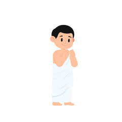 Moslem Boy Hajj Praying Illustration