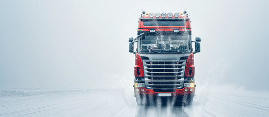 Double exposure of a giant truck on a land transport