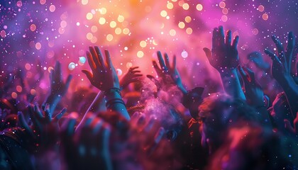 Stunning closeup of festival crowd surfing, highenergy concert vibes, vivid details, immersive experience, Midjourney AI art