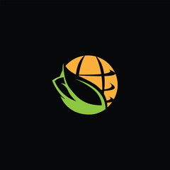 Leaf with world logo and brand identity