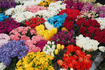 flower shop in istanbul, flower display for selling at street shop ,