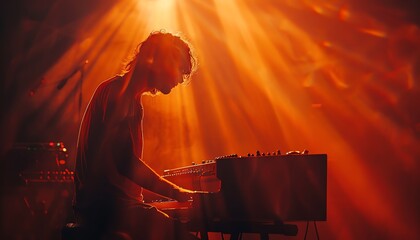 Crystalclear shot of solo artist performing at festival, dramatic spotlight, emotional expression, highdefinition sound equipment, Midjourney generated