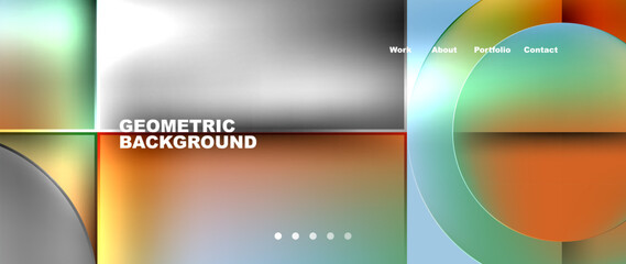 Obraz premium Circles and lines. Bright colorful geometry with glassmorphism effect. Vector Illustration For Wallpaper, Banner, Background, Card, Book Illustration, landing page