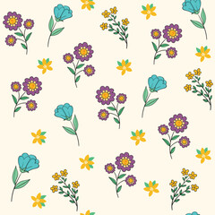 Fototapeta premium Seamless flower pattern design vector. Floral print for fabric.