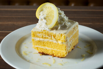 A view of a lemon cake slice.