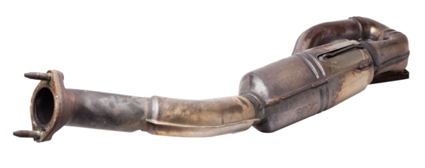 Automotive catalyst removed from a vehicle for repair with a ceramic coating inside as part of an exhaust system to remove harmful emissions in a car repair shop