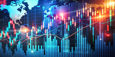 Stock market or forex trading graph and candlestick chart suitable for financial investment concept