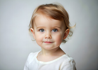 portrait of a little child with a plain background