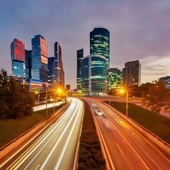 traffic at night highway building ai generative 