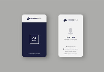 Name card simple two sides design template with vertical orientation for business professional