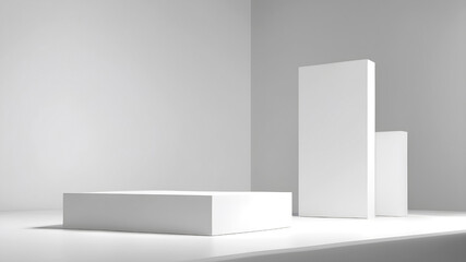 White podium for product display with copy space. Presentation mockup	