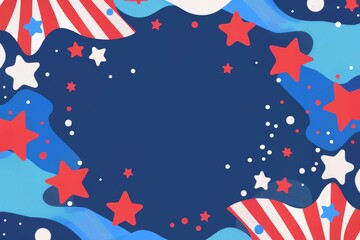 Independence Day background illustration, drawn stars and stripes background for the 4th of July celebration
