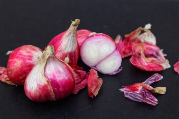 Raw red onion close up.