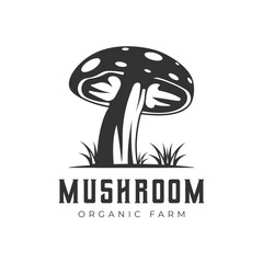 Unique Mushroom Logo Design Vector Illustration. Suitable for Mushroom Farm Logo.