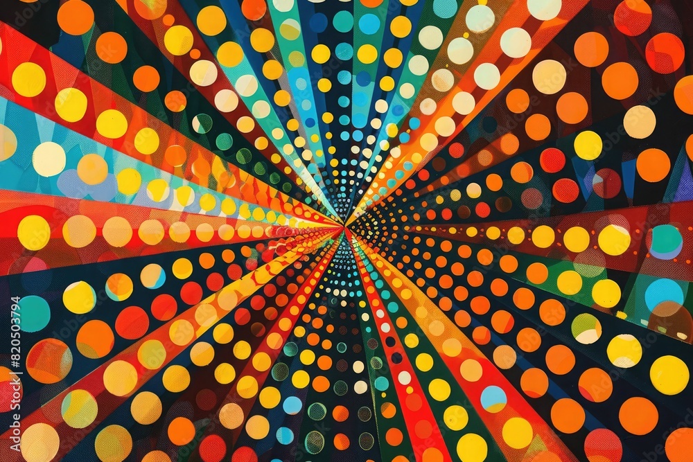 Wall mural symmetrical composition of dots in a delightful burst of color.