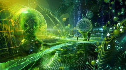 Futuristic Vision of Innovative Agricultural Biotechnology in Vibrant Digital Artwork