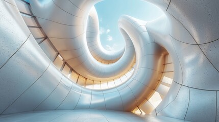 Obraz premium Abstract geometric architecture Asymmetrical 3d rendering Background Generative AI