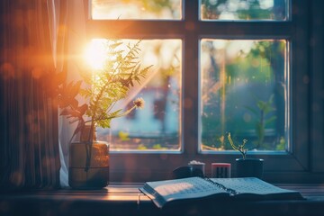 Fototapeta premium Sunlight filtering through a window, creating a gentle glow on the dates of the calendar, highlighting the simple joys of daily life.