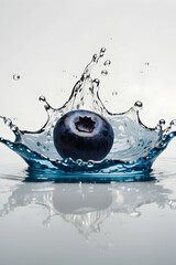 blueberries falling into water