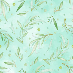 leaves and branches of the plant seamless pattern