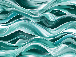 Fototapeta premium The image is a beautiful, flowing wave of green and white colors. The waves are so smooth and continuous that they almost seem to be a single entity. The colors of the waves are vibrant