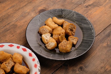 Tahu gejrot is a typical food from Cirebon, West Java, Indonesia, made from tofu that has been fried and then eaten with a sauce consisting of chili, garlic, shallots and sugar. Indonesian food
